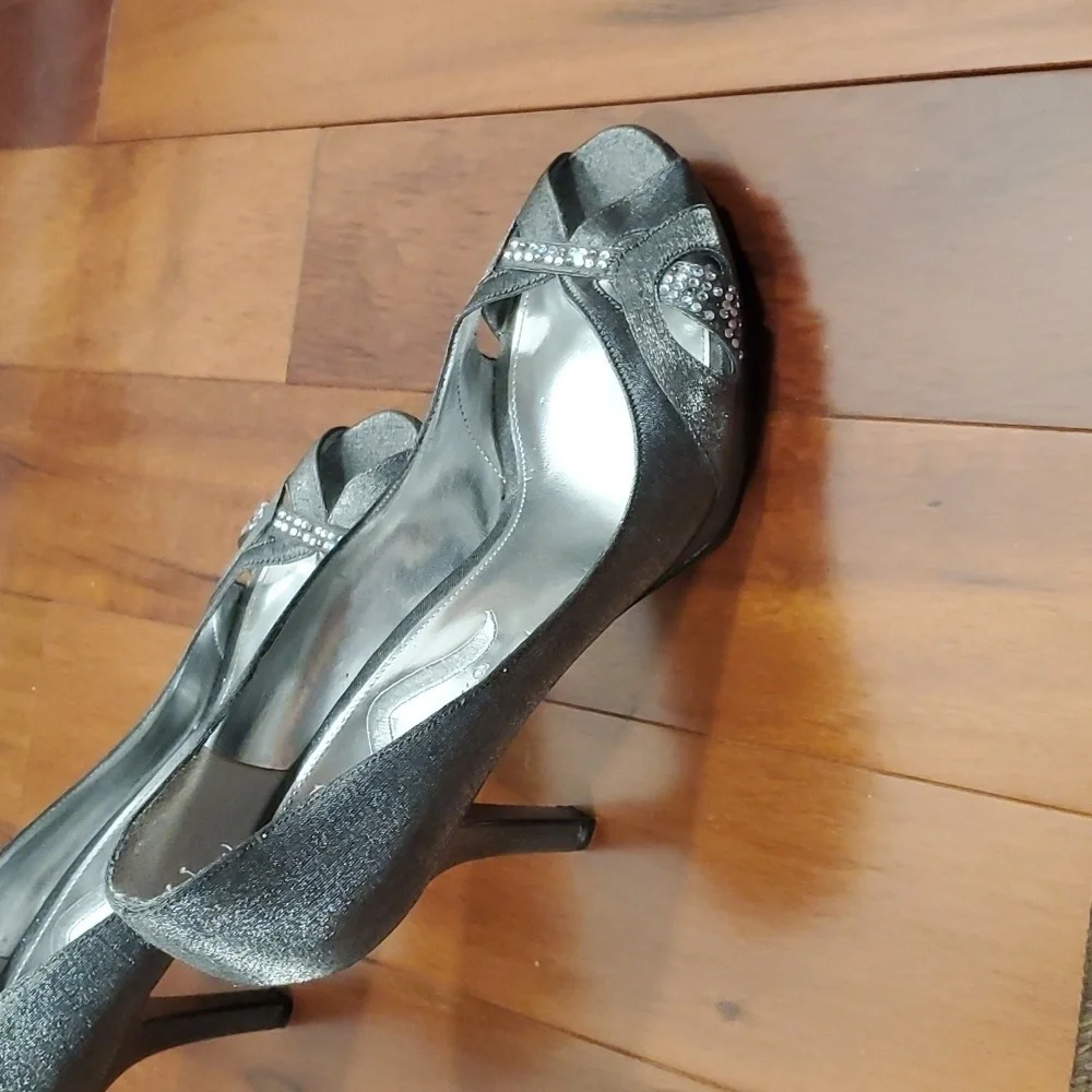 NINA Gray Peep Toe Platform Pumps Heels Shoes Women's 8.5 M